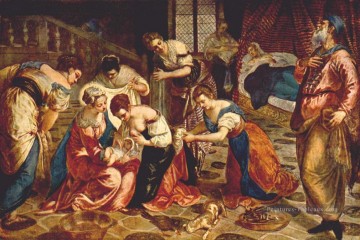 La naissance de saint Jean Baptiste italien Renaissance Tintoretto Peinture à l'huile
